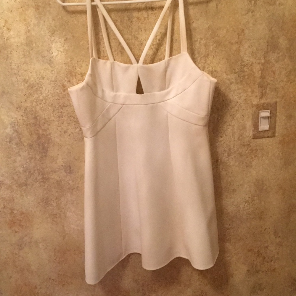 BCBG MAXAZRIA White Cross-strap Cocktail Dress